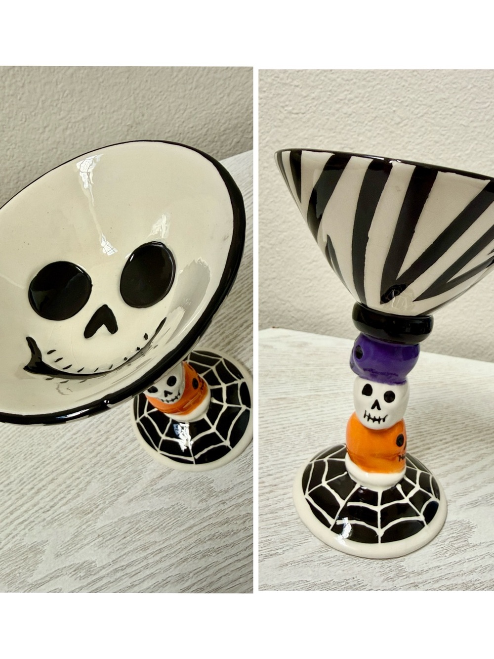 2013 Halloween Skulls Cobweb Zebra Print Witch Doctor Ceramic Martini Cup